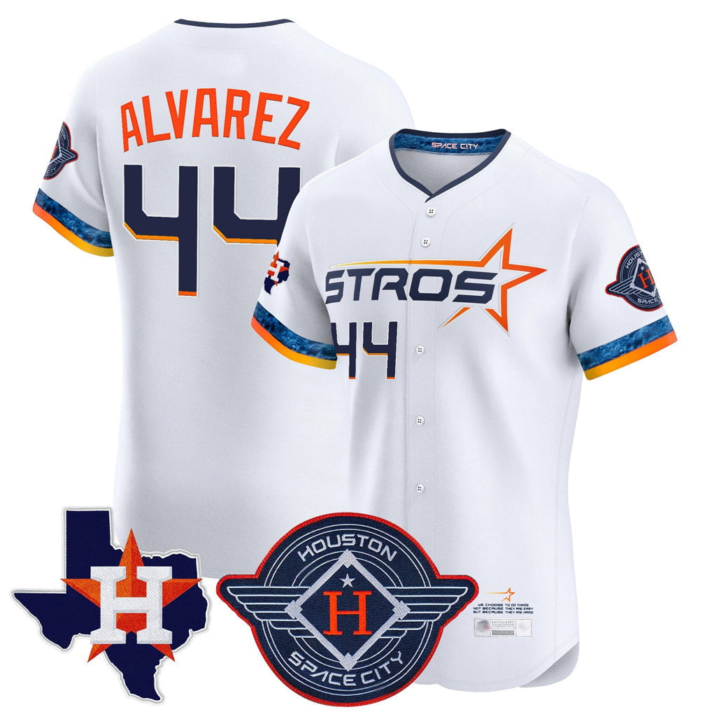 Blandc H.Astros #44 Yordan Alvarez Player White City Connect Texas Patch Vapor Premier Limited Elite Home Stitched Jerseys