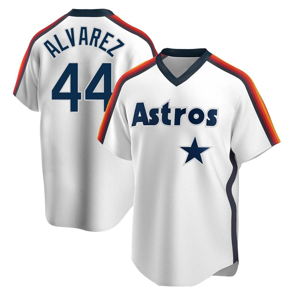 Blandc H.Astros #44 Yordan Alvarez Player White Cooperstown Collection T-shirt Stitched Jerseys