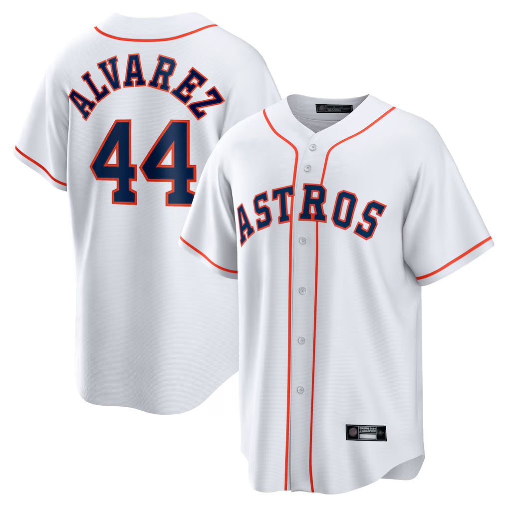 Blandc H.Astros #44 Yordan Alvarez Player White Home Game Stitched Jerseys