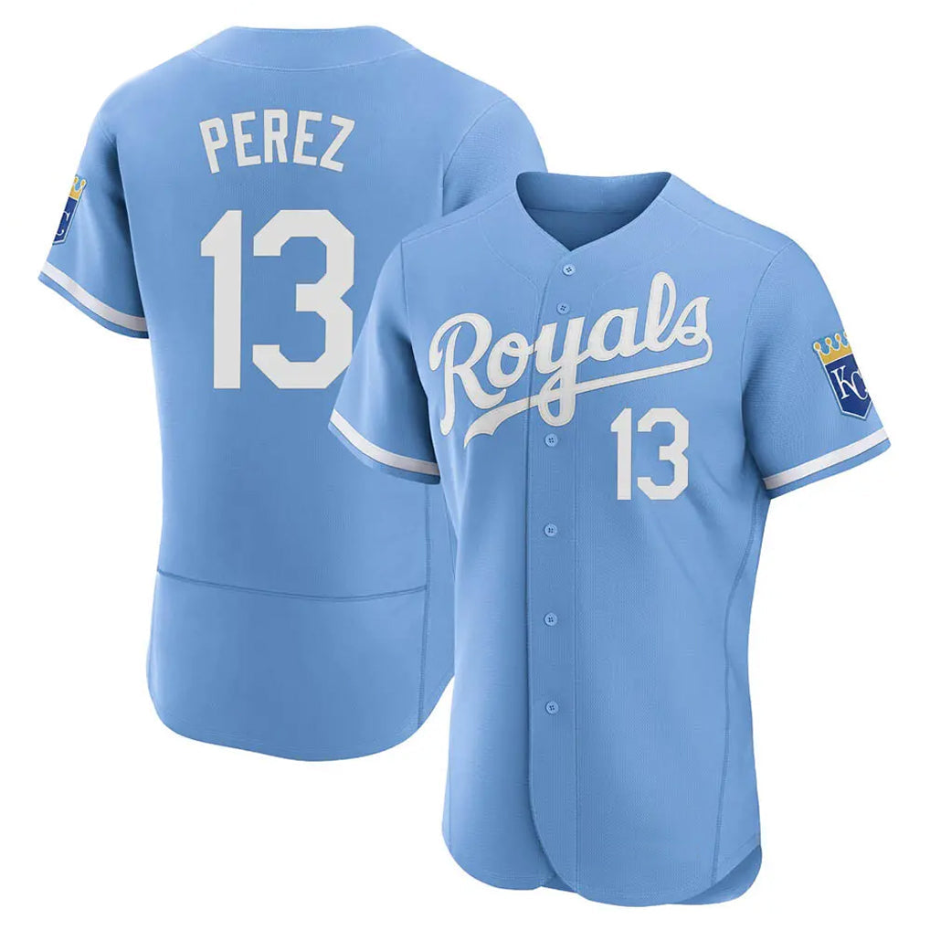 Blandc KC.Royals #13 Salvador Perez Player Light Blue Alt Limited Elite Home Stitched Jerseys