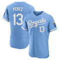 Blandc KC.Royals #13 Salvador Perez Player Light Blue Alt Limited Elite Home Stitched Jerseys