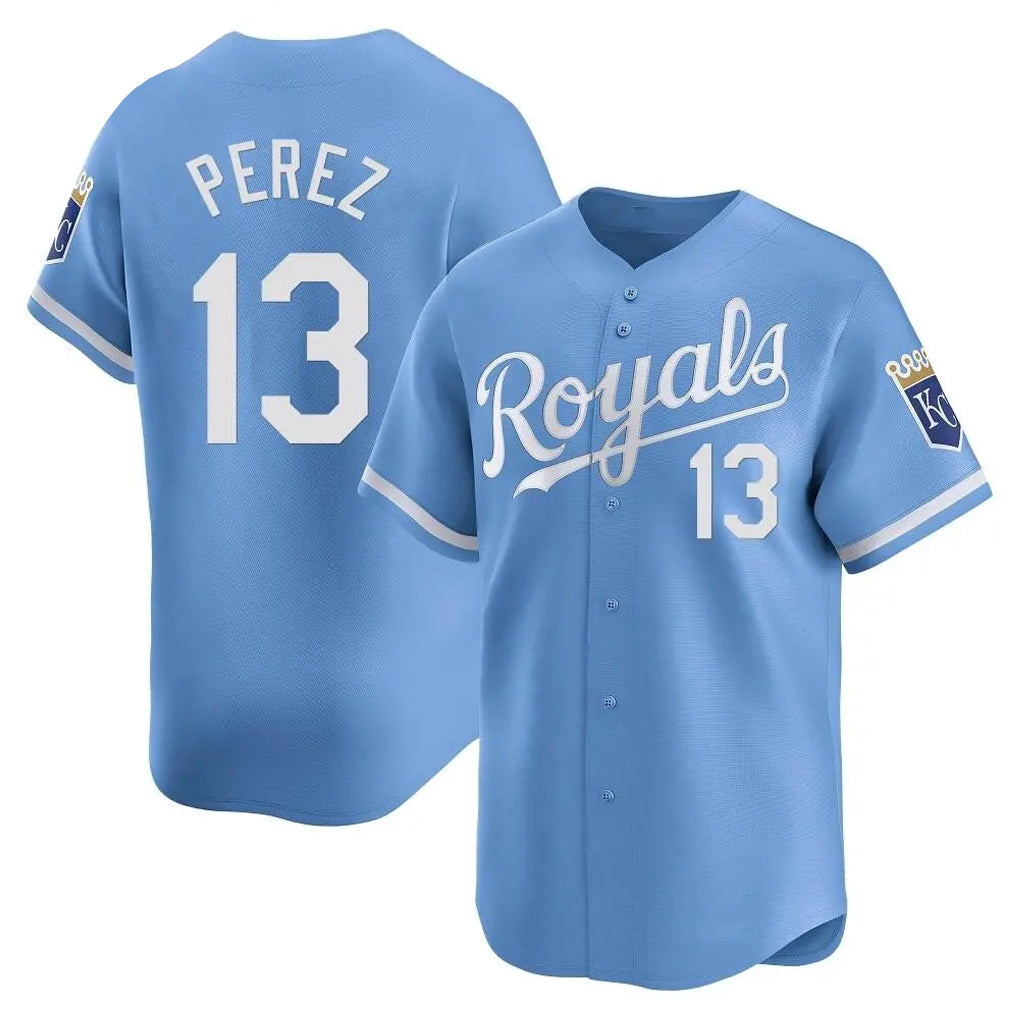Blandc KC.Royals #13 Salvador Perez Player Light Blue Alt Limited Home Stitched Jerseys