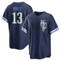 Blandc KC.Royals #13 Salvador Perez Player Navy City Connect Home Game Stitched Jerseys