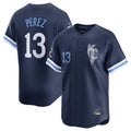Blandc KC.Royals #13 Salvador Perez Player Navy City Connect Limited Home Stitched Jerseys