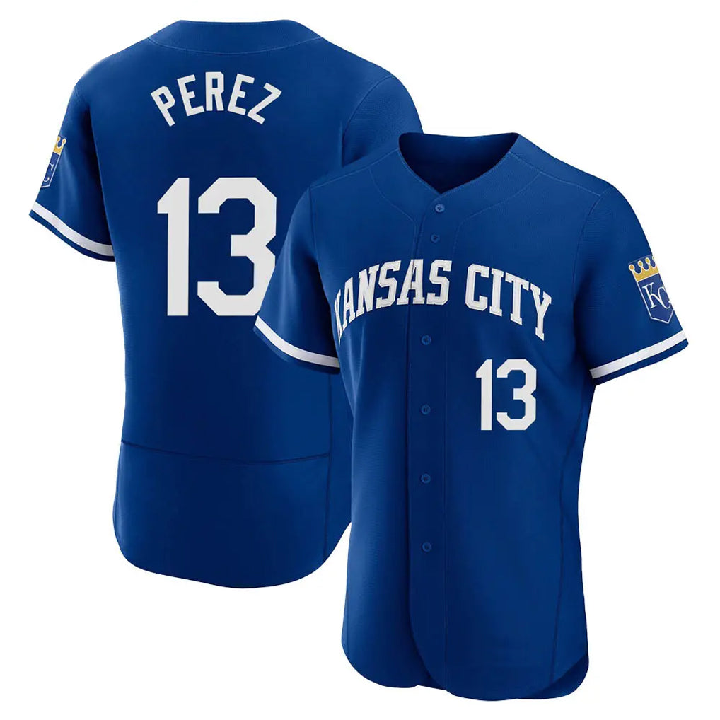 Blandc KC.Royals #13 Salvador Perez Player Royal City Connect Limited Elite Home Game Stitched Jerseys