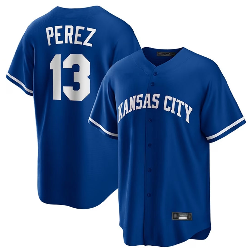Blandc KC.Royals #13 Salvador Perez Player Royal Game Home Stitched Jerseys