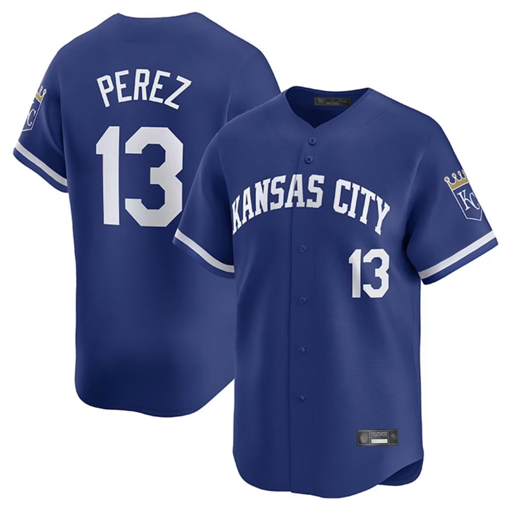 Blandc KC.Royals #13 Salvador Perez Player Royal Limited Home Stitched Jerseys