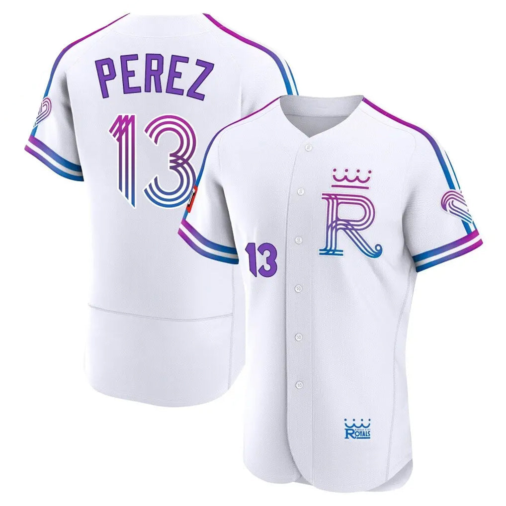 Blandc KC.Royals #13 Salvador Perez Player White 2026 City Connect Limited Elite Home Stitched Jerseys
