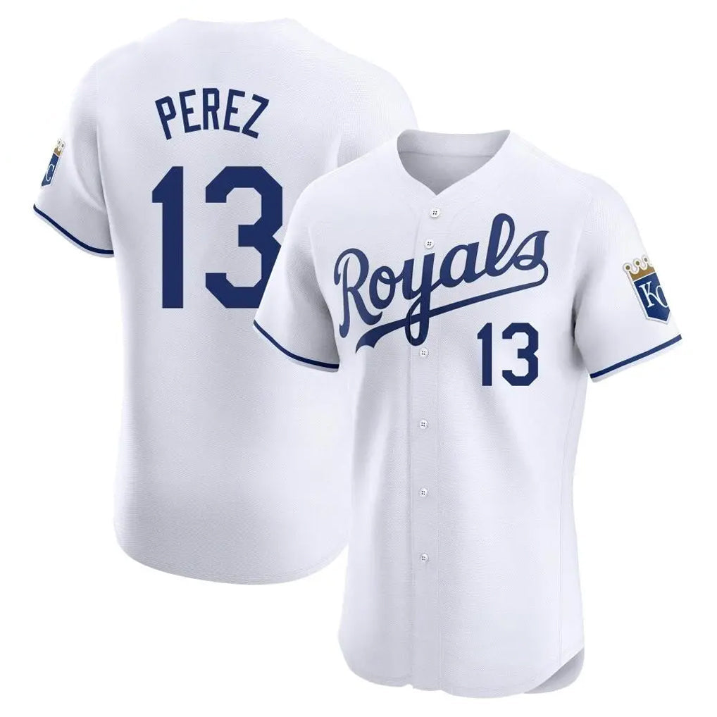 Blandc KC.Royals #13 Salvador Perez Player White Alt Limited Elite Home Stitched Jerseys