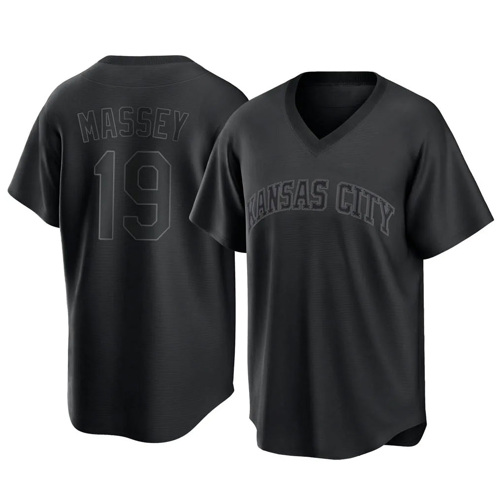 Blandc KC.Royals #19 Michael Massey Player Black Fashion Game Stitched Jerseys