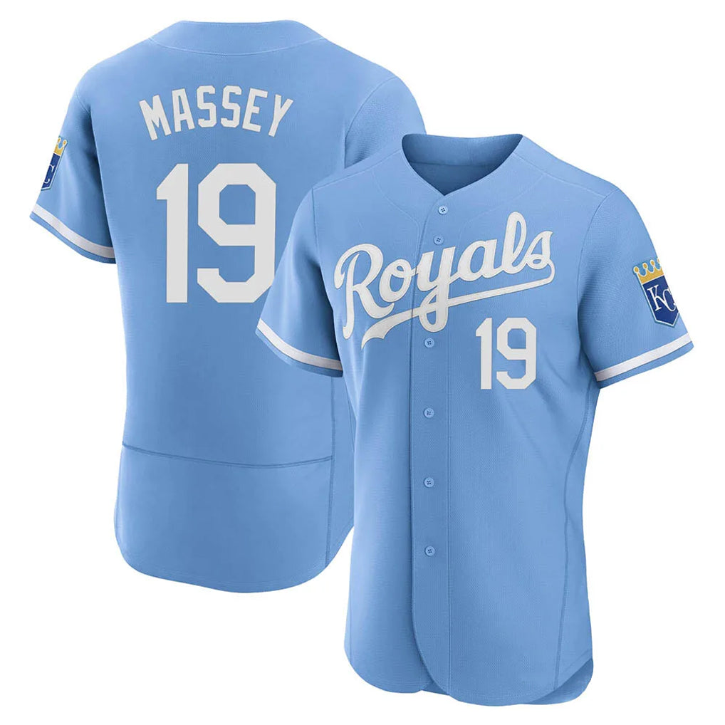 Blandc KC.Royals #19 Michael Massey Player Light Blue Alt Limited Elite Home Stitched Jerseys