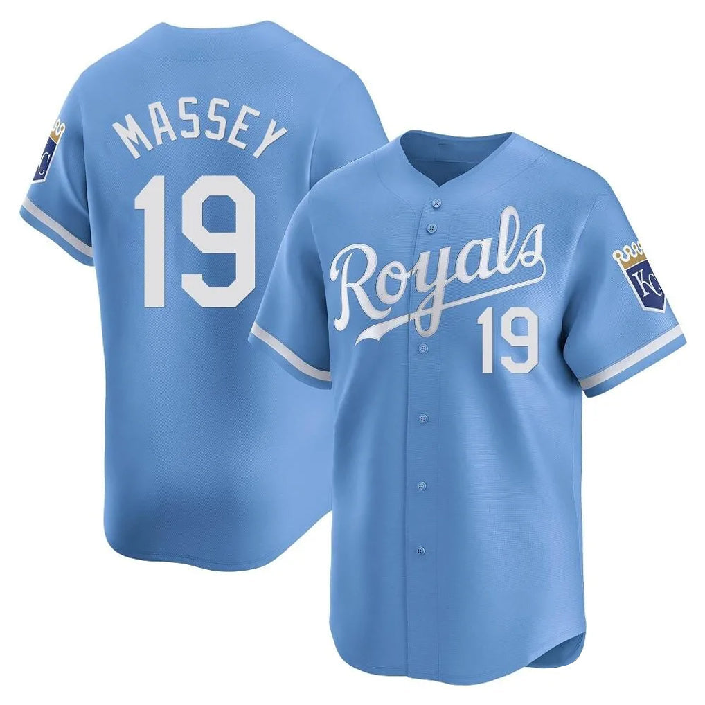 Blandc KC.Royals #19 Michael Massey Player Light Blue Alt Limited Home Stitched Jerseys