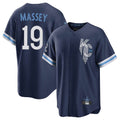 Blandc KC.Royals #19 Michael Massey Player Navy City Connect Home Game Stitched Jerseys