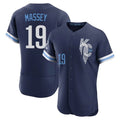 Blandc KC.Royals #19 Michael Massey Player Navy City Connect Limited Elite Home Stitched Jerseys