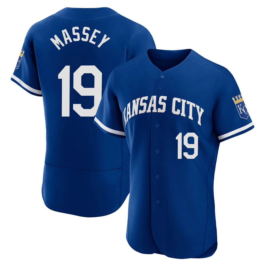 Blandc KC.Royals #19 Michael Massey Player Royal City Connect Limited Elite Home Game Stitched Jerseys