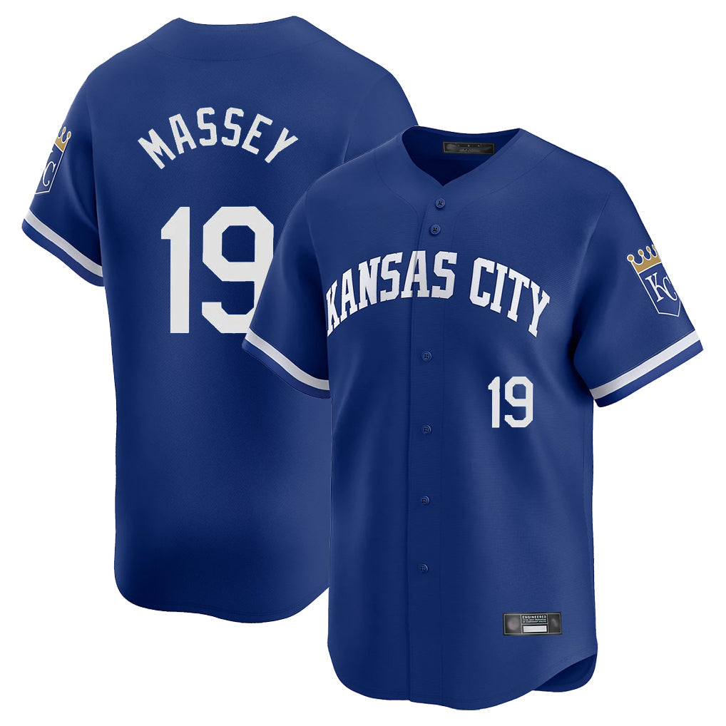 Blandc KC.Royals #19 Michael Massey Player Royal Limited Home Stitched Jerseys