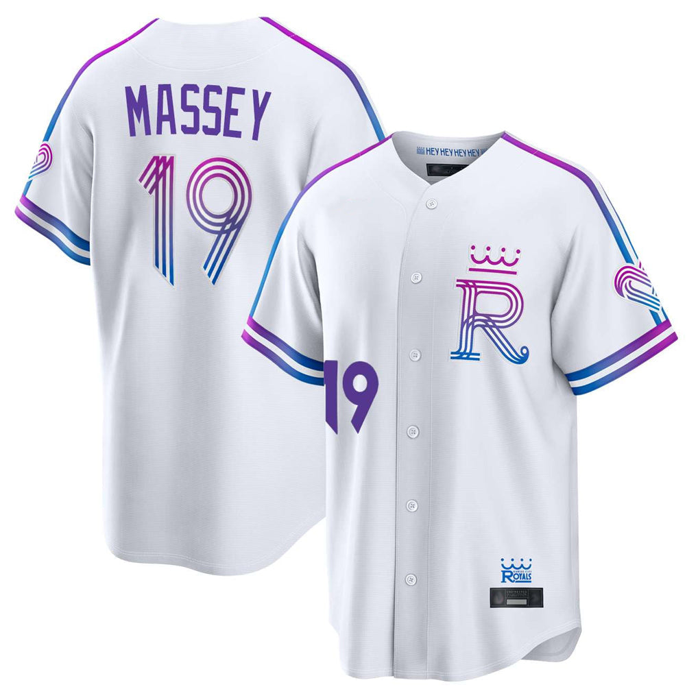 Blandc KC.Royals #19 Michael Massey Player White 2026 City Connect Limited Home Stitched Jerseys