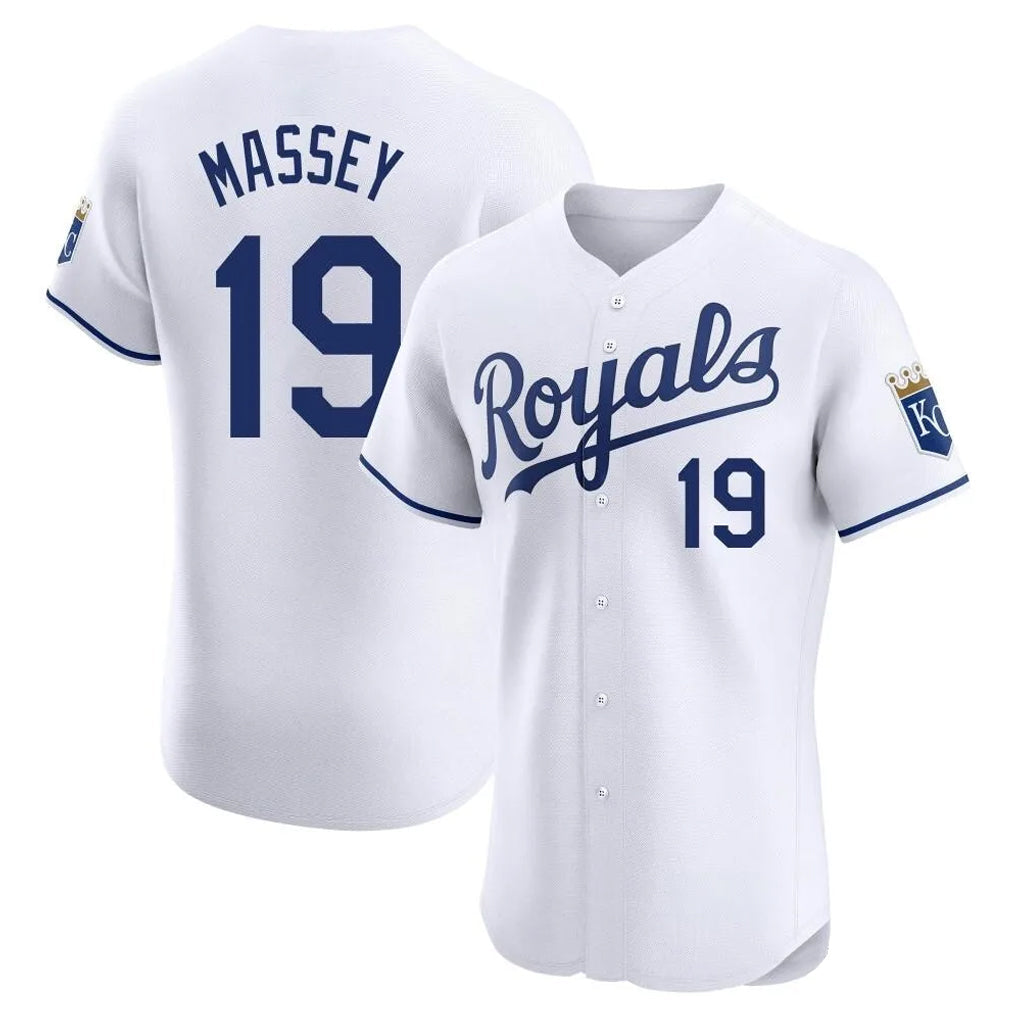 Blandc KC.Royals #19 Michael Massey Player White Alt Limited Elite Home Stitched Jerseys