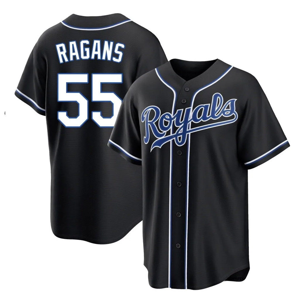 Blandc KC.Royals #55 Cole Ragans Player Black Carbon Fashion Home Game Stitched Jerseys