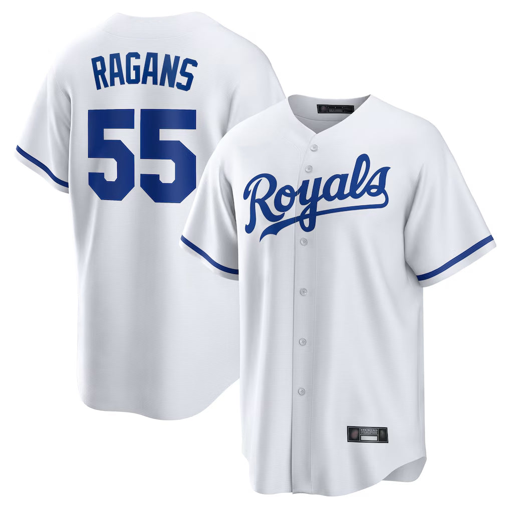 Blandc KC.Royals #55 Cole Ragans Player White Home Game Stitched Jerseys