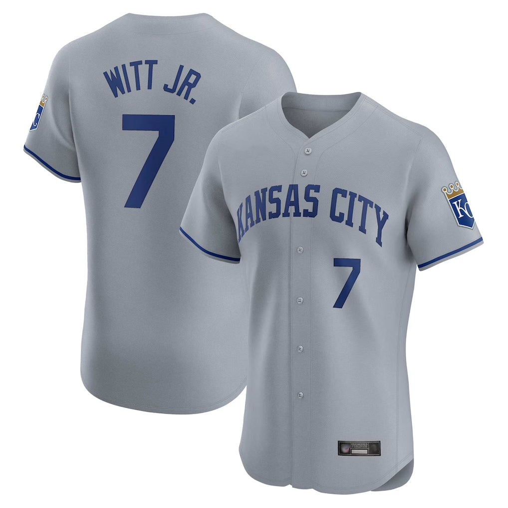 Blandc KC.Royals #7 Bobby Witt Jr. Player Gray Limited Elite Home Stitched Jerseys
