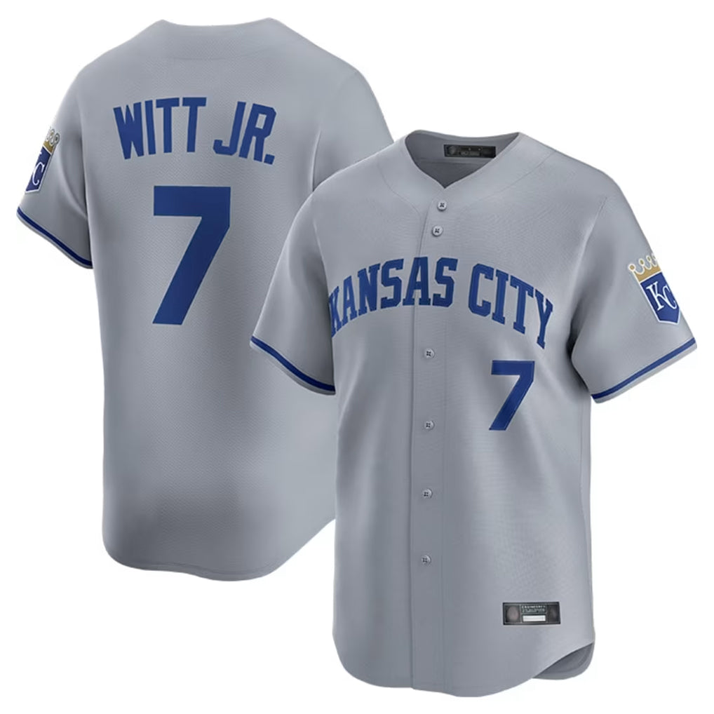 Blandc KC.Royals #7 Bobby Witt Jr. Player Gray Limited Home Stitched Jerseys