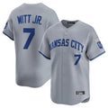 Blandc KC.Royals #7 Bobby Witt Jr. Player Gray Limited Home Stitched Jerseys