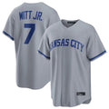 Blandc KC.Royals #7 Bobby Witt Jr. Player Grey Road Game Home Stitched Jerseys