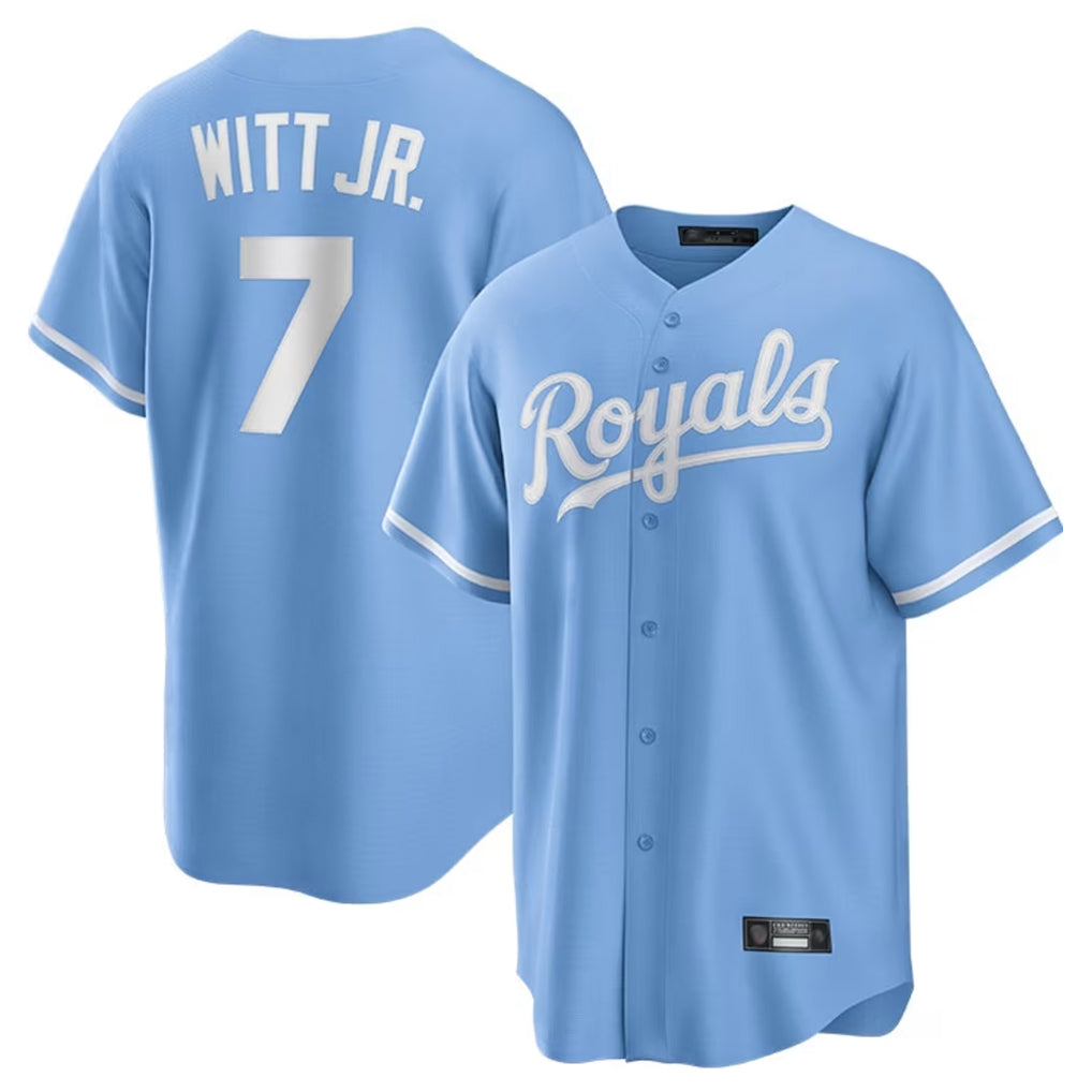 Blandc KC.Royals #7 Bobby Witt Jr. Player Light Blue Home Game Stitched Jerseys