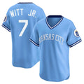 Blandc KC.Royals #7 Bobby Witt Jr. Player Light Blue Limited Throwback Cooperstown Collection T-shirt Stitched Jerseys