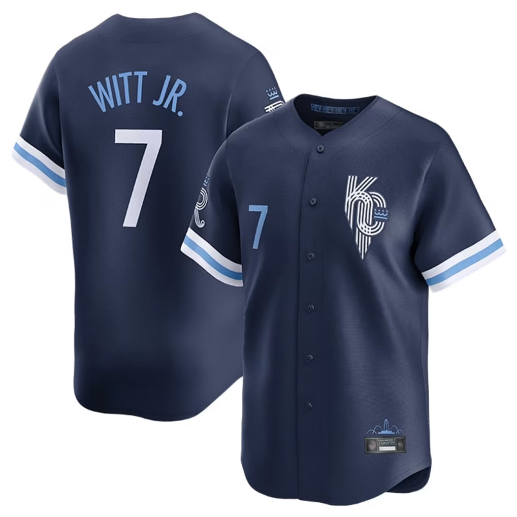 Blandc KC.Royals #7 Bobby Witt Jr. Player Navy City Connect Limited Home Stitched Jerseys