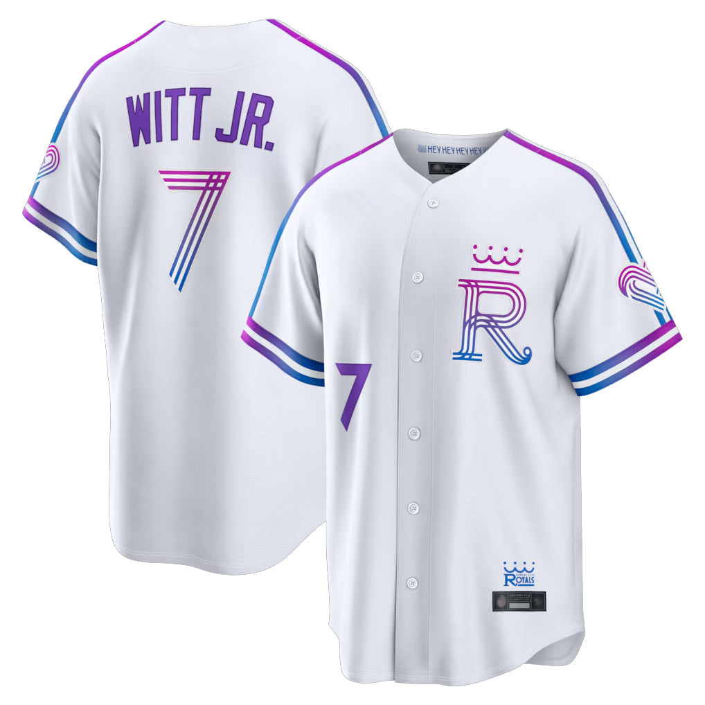 Blandc KC.Royals #7 Bobby Witt Jr. Player White 2026 City Connect Limited Home Stitched Jerseys