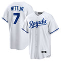 Blandc KC.Royals #7 Bobby Witt Jr. Player White Home Game Stitched Jerseys