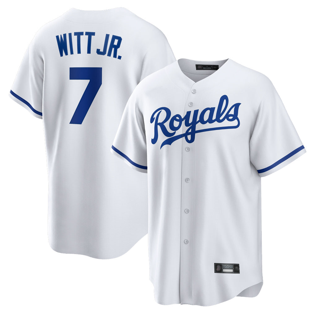 Blandc KC.Royals #7 Bobby Witt Jr. Player White Home Game Stitched Jerseys