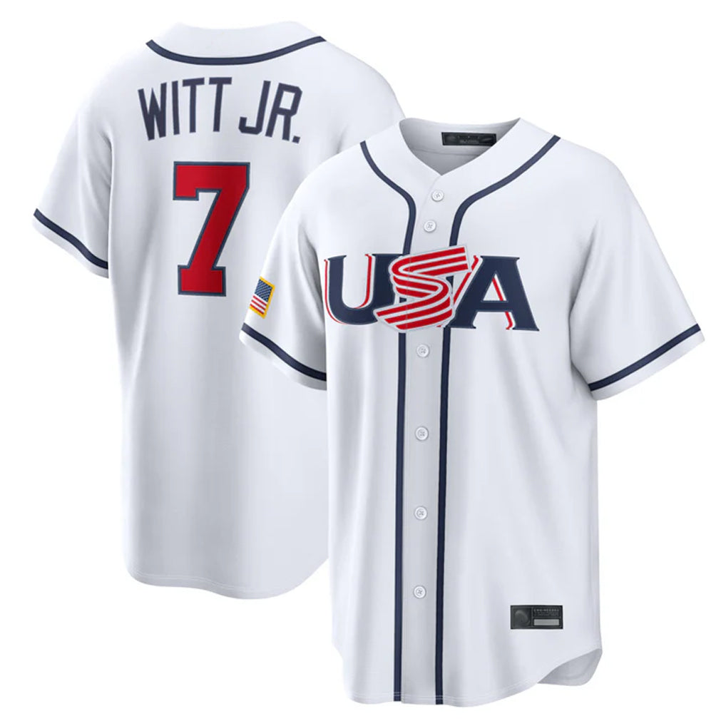 Blandc KC.Royals #7 Bobby Witt Jr. Player White USA 2026 World Classic Game Stitched Jerseys