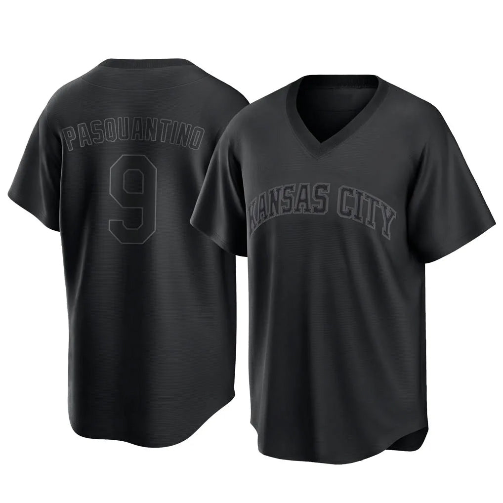 Blandc KC.Royals #9 Vinnie Pasquantino Player Black Fashion Game Stitched Jerseys
