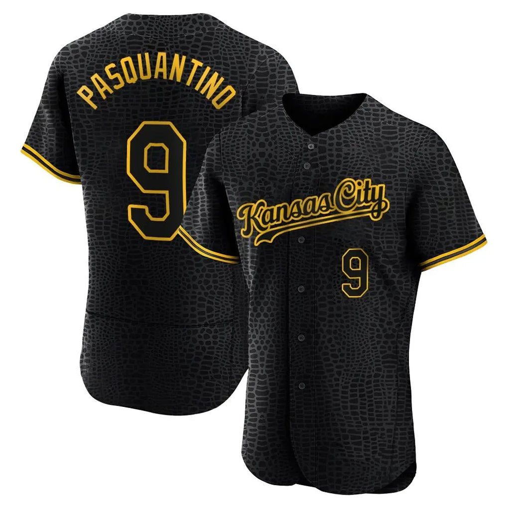 Blandc KC.Royals #9 Vinnie Pasquantino Player Black Snake Skin City Limited Elite Stitched Jerseys