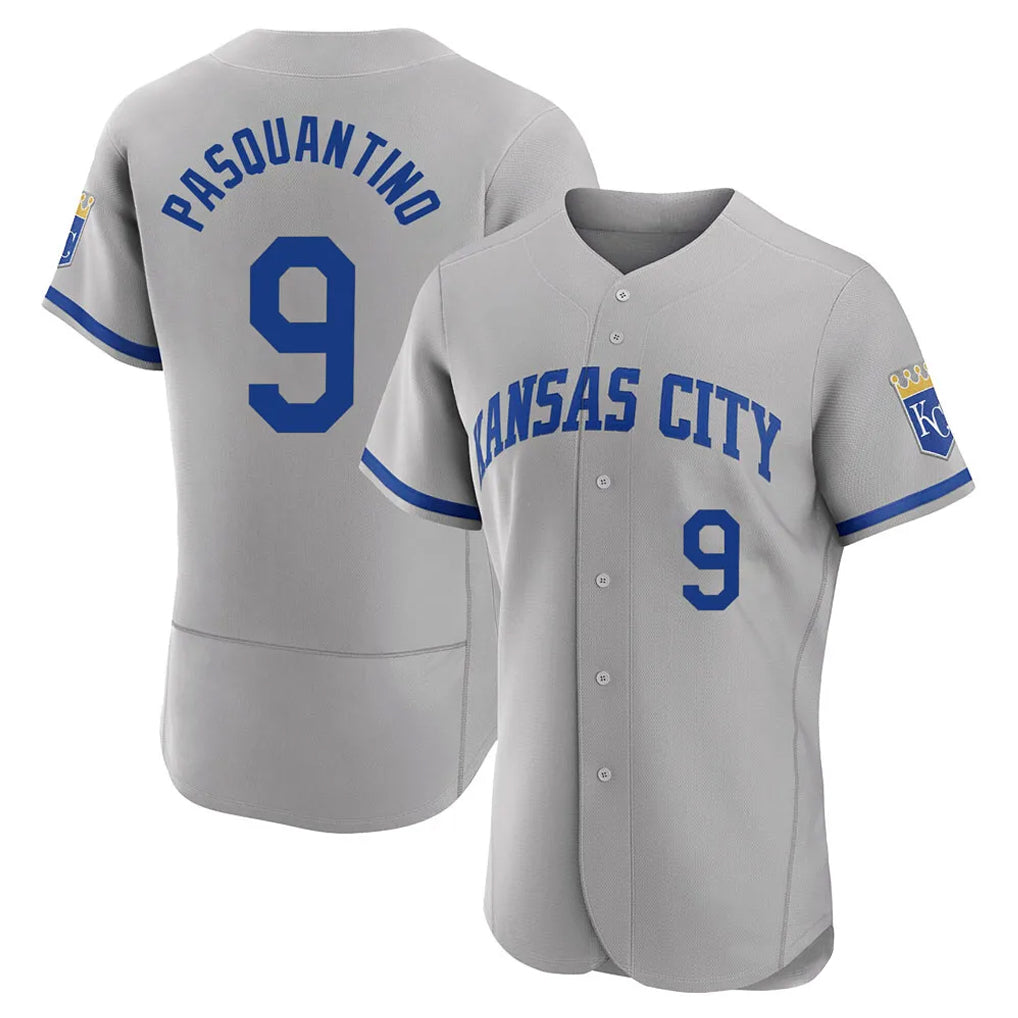 Blandc KC.Royals #9 Vinnie Pasquantino Player Gray Limited Elite Home Game Stitched Jerseys