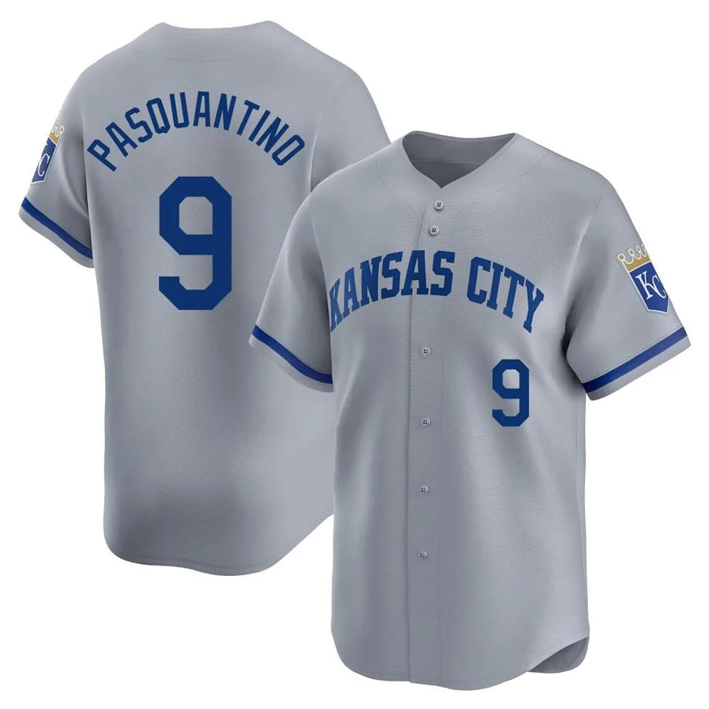 Blandc KC.Royals #9 Vinnie Pasquantino Player Gray Limited Home Stitched Jerseys