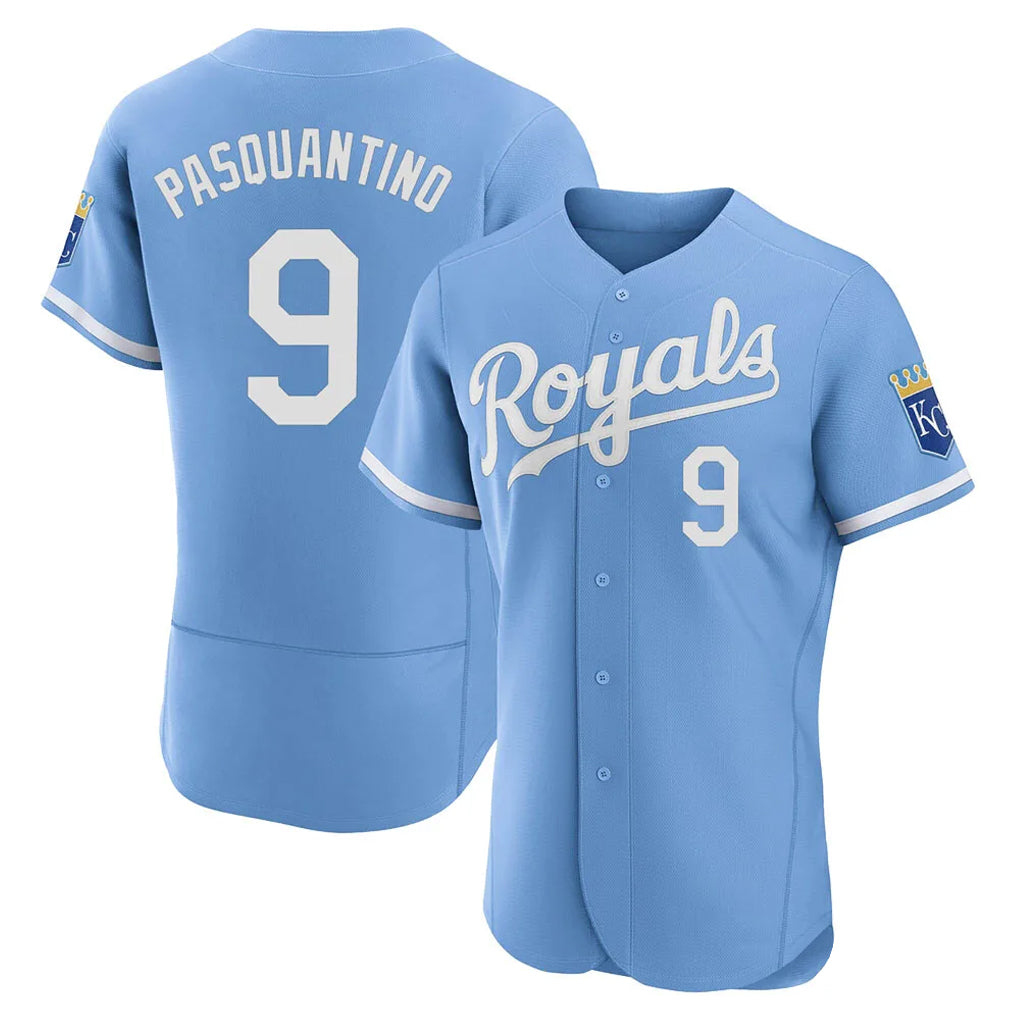 Blandc KC.Royals #9 Vinnie Pasquantino Player Light Blue Alt Limited Elite Home Stitched Jerseys