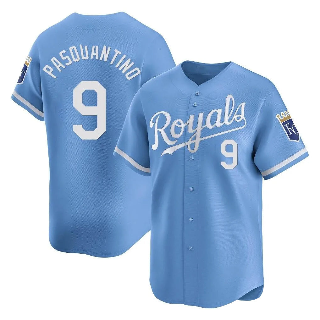 Blandc KC.Royals #9 Vinnie Pasquantino Player Light Blue Alt Limited Home Stitched Jerseys