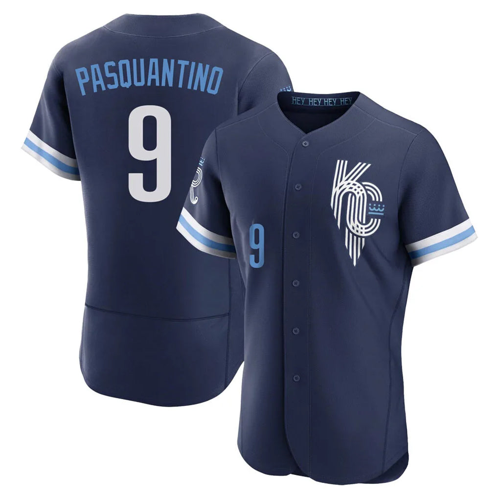 Blandc KC.Royals #9 Vinnie Pasquantino Player Navy City Connect Limited Elite Home Stitched Jerseys