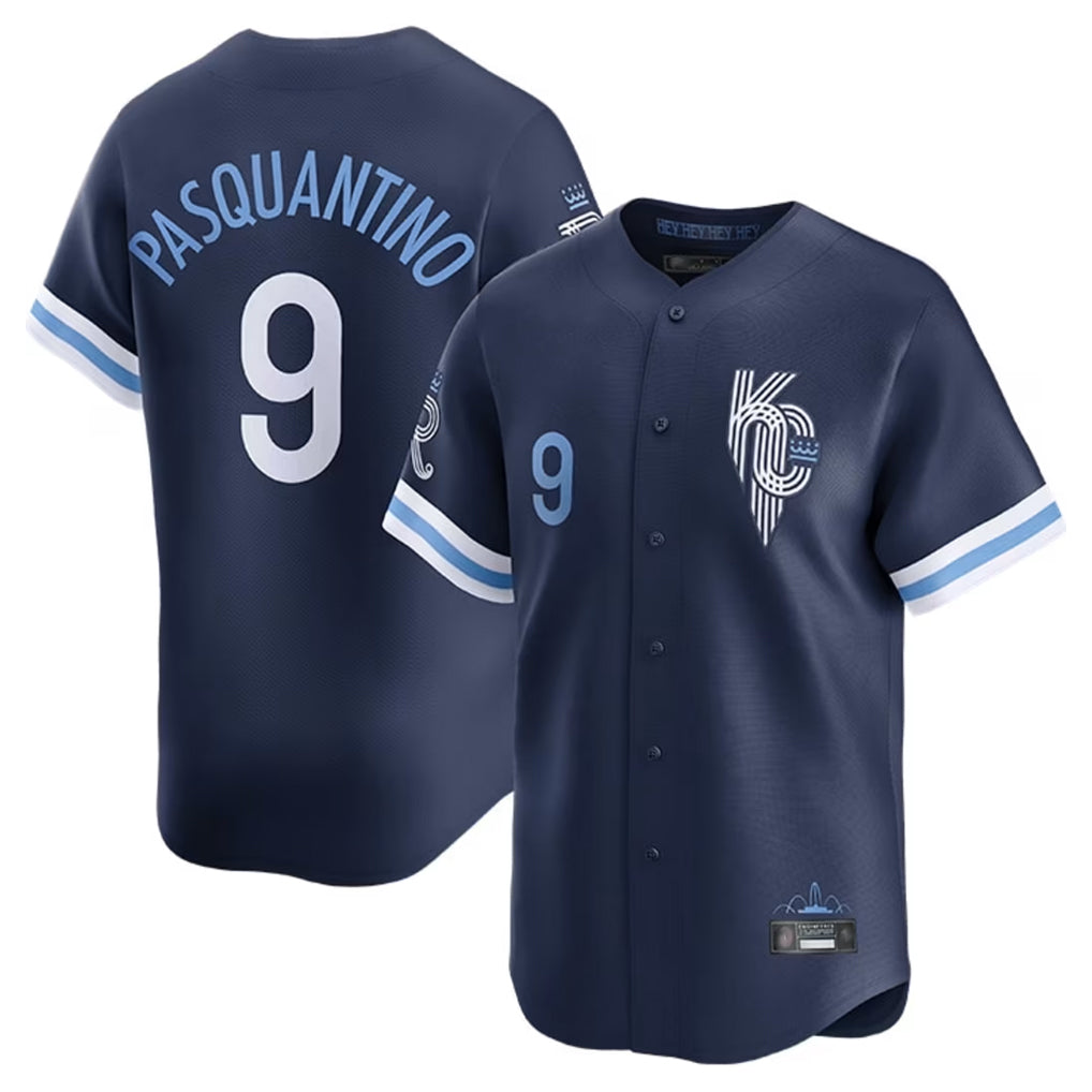 Blandc KC.Royals #9 Vinnie Pasquantino Player Navy City Connect Limited Home Stitched Jerseys