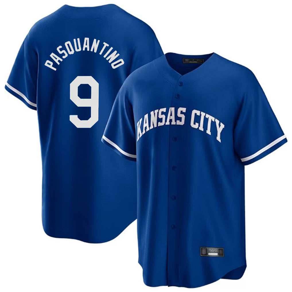 Blandc KC.Royals #9 Vinnie Pasquantino Player Royal Game Home Stitched Jerseys