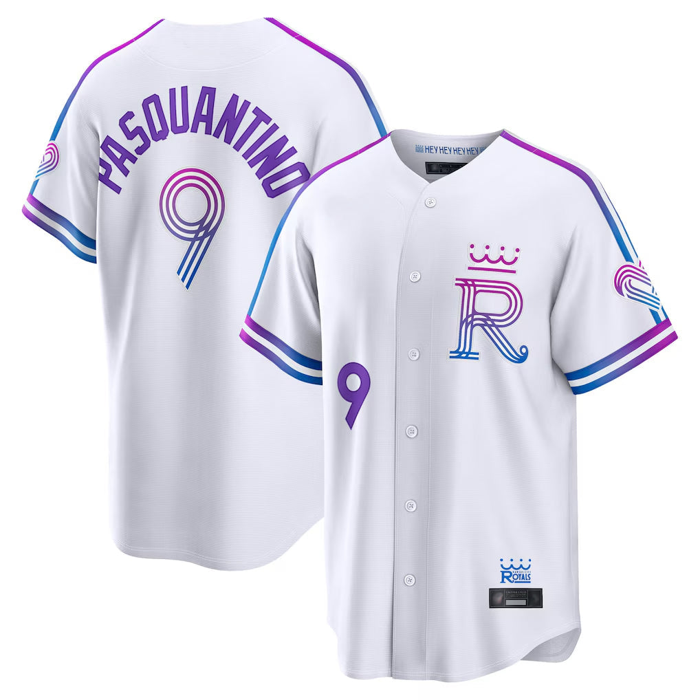 Blandc KC.Royals #9 Vinnie Pasquantino Player White 2026 City Connect Limited Home Stitched Jerseys
