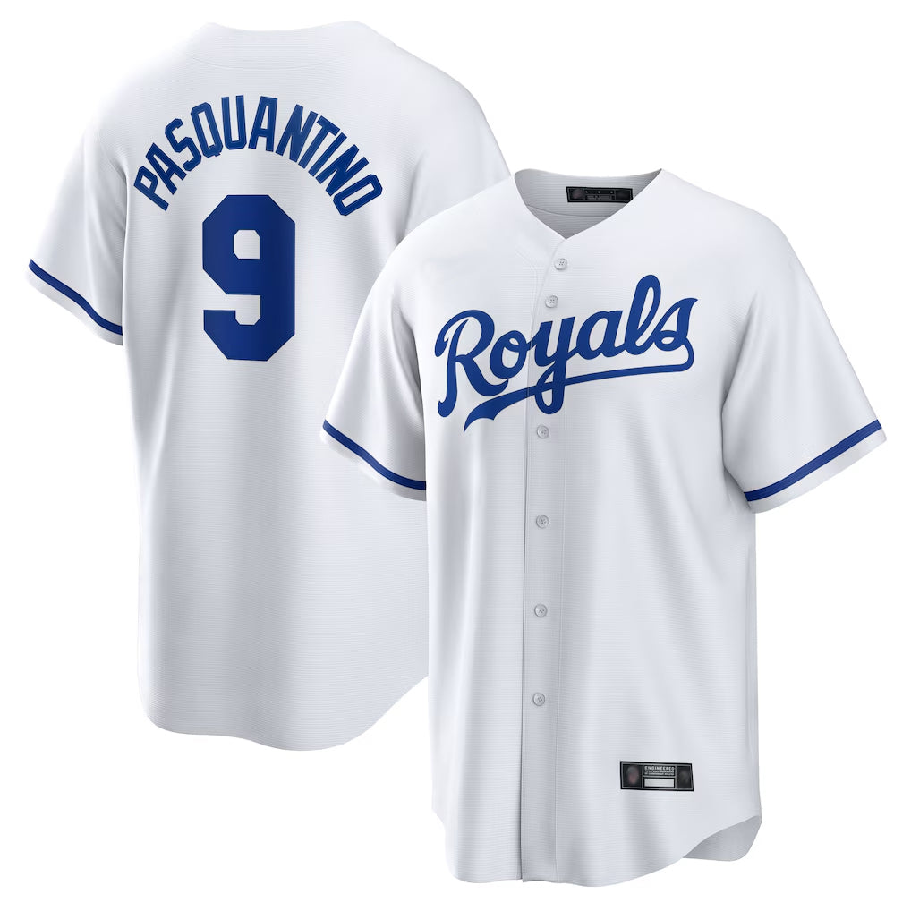Blandc KC.Royals #9 Vinnie Pasquantino Player White Home Game Stitched Jerseys