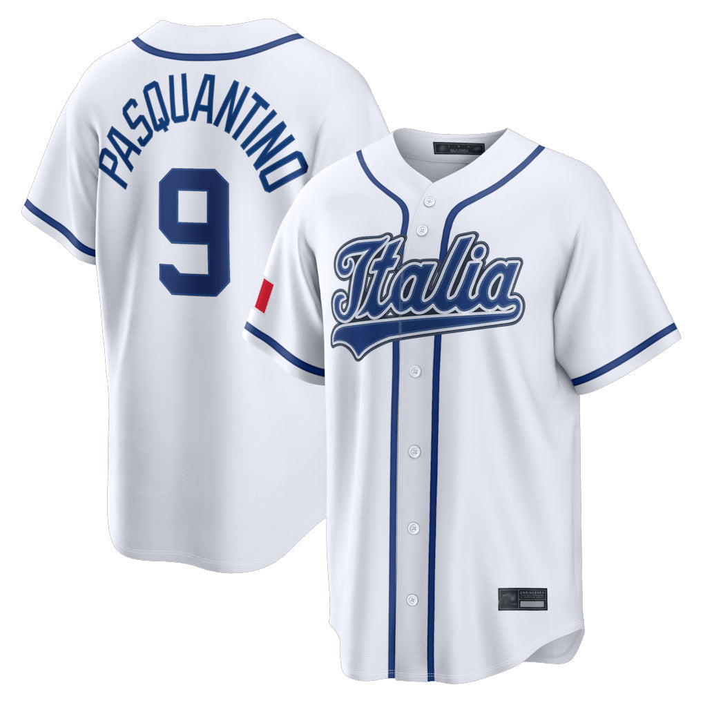 Blandc KC.Royals #9 Vinnie Pasquantino Player White Italy 2026 WBC Classic Home Stitched Jerseys