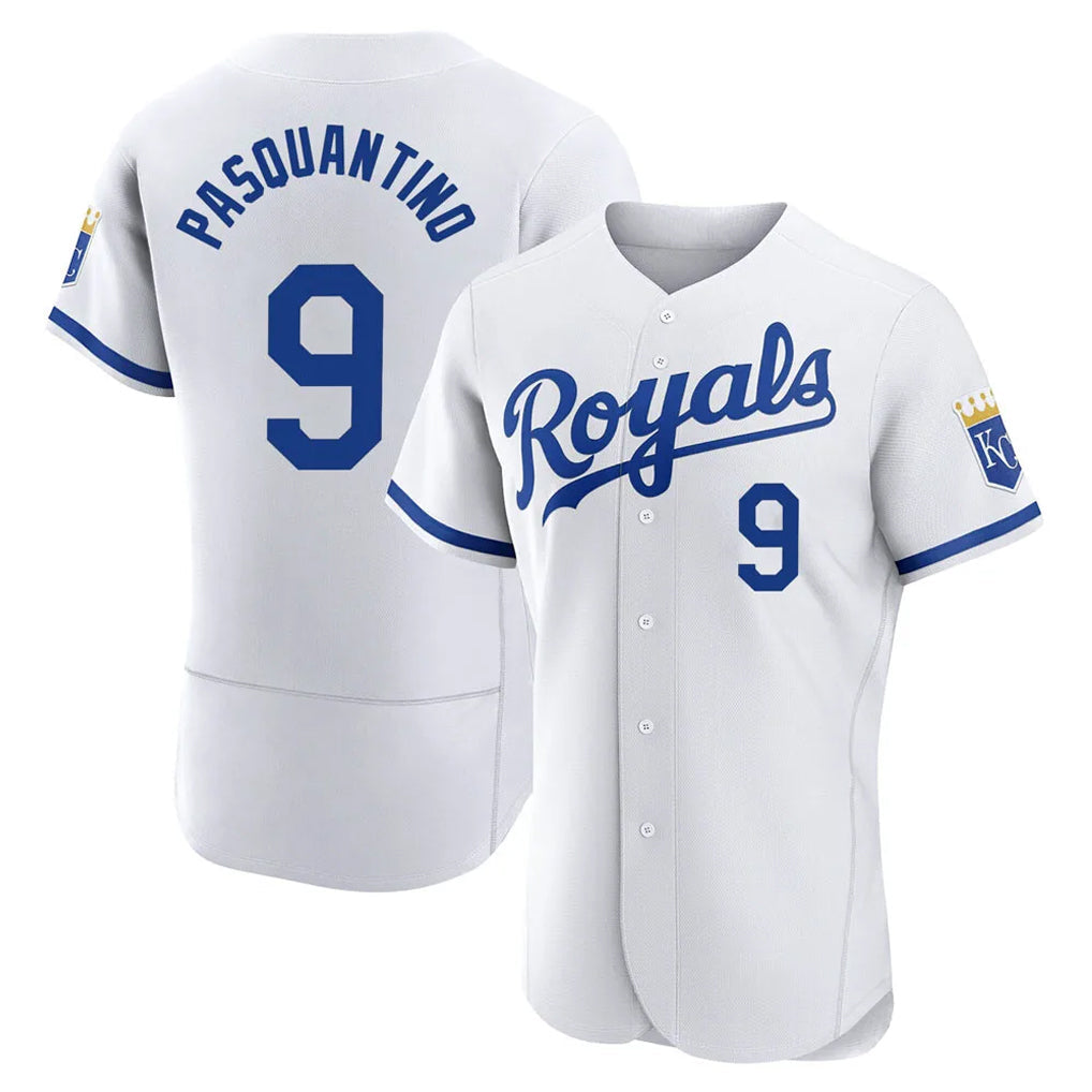 Blandc KC.Royals #9 Vinnie Pasquantino Player White Limited Elite Home Game Stitched Jerseys