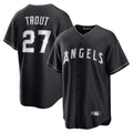 Blandc LA.Angels #27 Mike Trout Player Black Lights Out Fashion T-shirt Stitched Jerseys