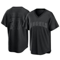 Blandc LA.Angels #27 Mike Trout Player Black Pitch Fashion T-shirt Stitched Jerseys